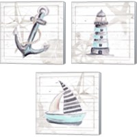 Framed 'Explore Nautical 3 Piece Canvas Print Set' border=