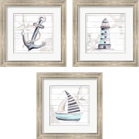 Framed 'Explore Nautical 3 Piece Framed Art Print Set' border=