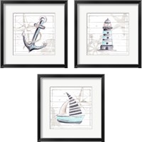 Framed 'Explore Nautical 3 Piece Framed Art Print Set' border=