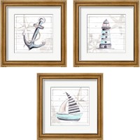 Framed 'Explore Nautical 3 Piece Framed Art Print Set' border=