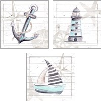 Framed Explore Nautical 3 Piece Art Print Set