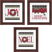 Framed 'Chickadee Christmas 3 Piece Framed Art Print Set' border=