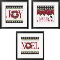 Framed Chickadee Christmas 3 Piece Framed Art Print Set