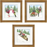 Framed Christmas Dogs 3 Piece Framed Art Print Set