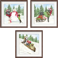 Framed Christmas Dogs 3 Piece Framed Art Print Set