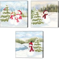 Framed 'Snowman Wonderland 3 Piece Canvas Print Set' border=