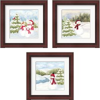 Framed 'Snowman Wonderland 3 Piece Framed Art Print Set' border=