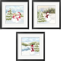Framed 'Snowman Wonderland 3 Piece Framed Art Print Set' border=