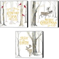 Framed 'Christmas Forest 3 Piece Canvas Print Set' border=