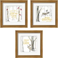 Framed 'Christmas Forest 3 Piece Framed Art Print Set' border=