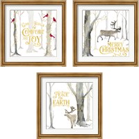 Framed 'Christmas Forest 3 Piece Framed Art Print Set' border=