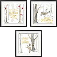 Framed Christmas Forest 3 Piece Framed Art Print Set