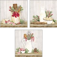 Framed 'Christmas Kitchen 3 Piece Art Print Set' border=