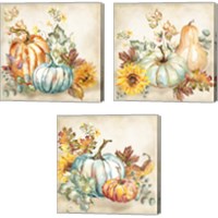 Framed 'Watercolor Harvest Pumpkin 3 Piece Canvas Print Set' border=