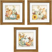 Framed 'Watercolor Harvest Pumpkin 3 Piece Framed Art Print Set' border=