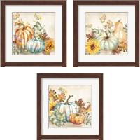 Framed 'Watercolor Harvest Pumpkin 3 Piece Framed Art Print Set' border=