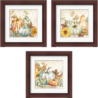 Framed Watercolor Harvest Pumpkin 3 Piece Framed Art Print Set