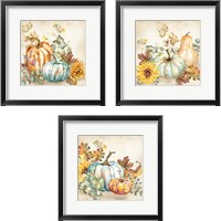 Framed 'Watercolor Harvest Pumpkin 3 Piece Framed Art Print Set' border=