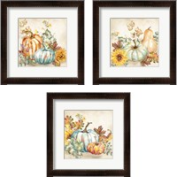 Framed 'Watercolor Harvest Pumpkin 3 Piece Framed Art Print Set' border=