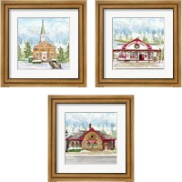 Framed 'Christmas Village 3 Piece Framed Art Print Set' border=