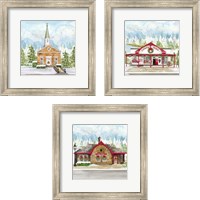 Framed 'Christmas Village 3 Piece Framed Art Print Set' border=