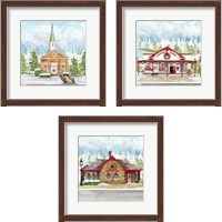 Framed Christmas Village 3 Piece Framed Art Print Set