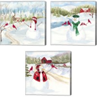 Framed Snowman Christmas 3 Piece Canvas Print Set
