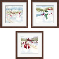 Framed 'Snowman Christmas 3 Piece Framed Art Print Set' border=