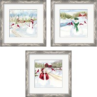 Framed Snowman Christmas 3 Piece Framed Art Print Set