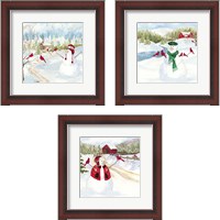 Framed Snowman Christmas 3 Piece Framed Art Print Set