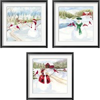Framed Snowman Christmas 3 Piece Framed Art Print Set