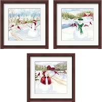 Framed 'Snowman Christmas 3 Piece Framed Art Print Set' border=