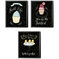 Framed 'Sweet Life Dark 3 Piece Canvas Print Set' border=