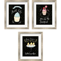 Framed 'Sweet Life Dark 3 Piece Framed Art Print Set' border=