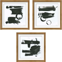 Framed 'Gold and Black Elements 3 Piece Framed Art Print Set' border=