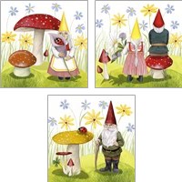 Framed 'Gnome Neighbors 3 Piece Art Print Set' border=