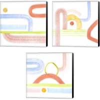 Framed 'Playful Pike 3 Piece Canvas Print Set' border=