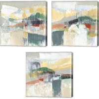 Framed Abstracted Mountainscape 3 Piece Canvas Print Set