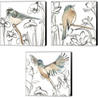 Framed Songbird Meadow 3 Piece Canvas Print Set