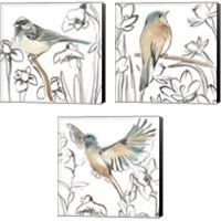 Framed 'Songbird Meadow 3 Piece Canvas Print Set' border=