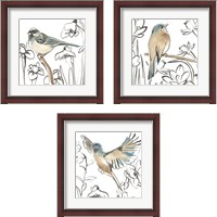 Framed 'Songbird Meadow 3 Piece Framed Art Print Set' border=