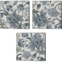 Framed 'Blue Garden Chintz 3 Piece Canvas Print Set' border=