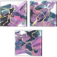 Framed 'Divided Violet 3 Piece Canvas Print Set' border=