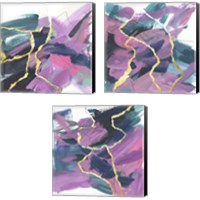 Framed 'Divided Violet 3 Piece Canvas Print Set' border=