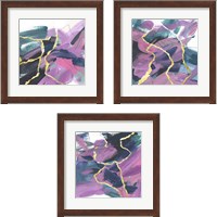 Framed 'Divided Violet 3 Piece Framed Art Print Set' border=