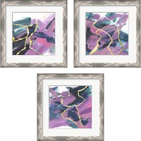 Framed 'Divided Violet 3 Piece Framed Art Print Set' border=