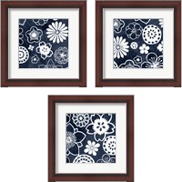 Framed 'Navy Cascade 3 Piece Framed Art Print Set' border=