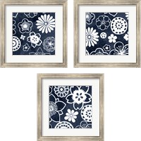 Framed 'Navy Cascade 3 Piece Framed Art Print Set' border=