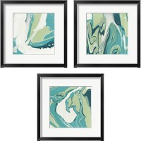 Framed Flowing Teal 3 Piece Framed Art Print Set