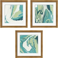 Framed Flowing Teal 3 Piece Framed Art Print Set